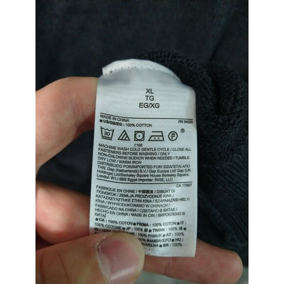 Banana Republic Sweater Mens XL Gray Cotton Henley Mock Neck Pockets Pullover - Picture 6 of 8